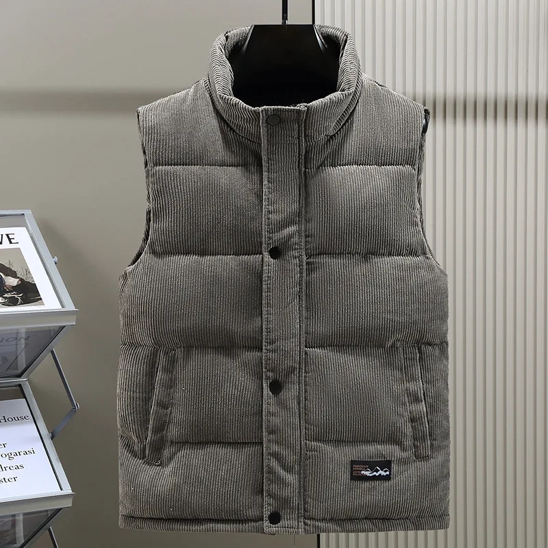 2024 Winter Trend Fashion Cashmere Cotton Vest Men's New Autumn and Winter Cotton Vest Thickened Thermal Vest Coat