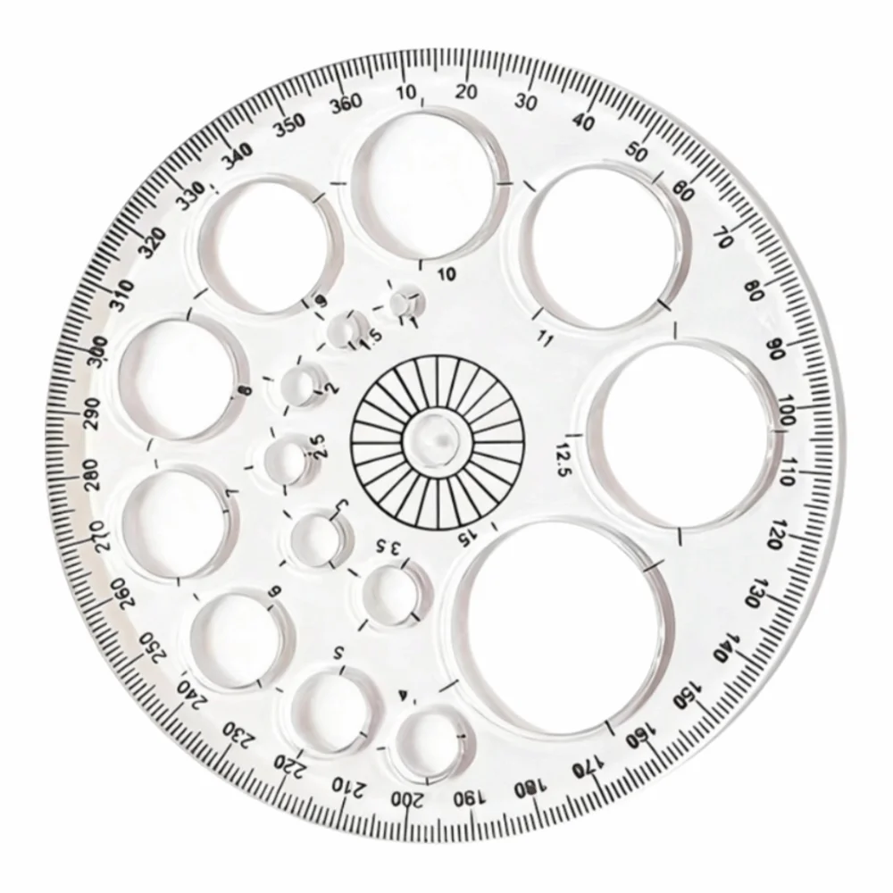 

Circular Scale Plastic Ruler Template Transparent Measuring 360 Degree Protractor‌ Circle Drawing Tool Geometric Template Ruler