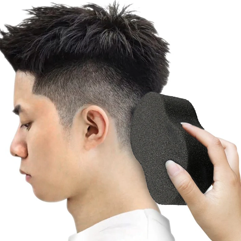 فرشاة شعر إسفنجية سحرية مزدوجة الجوانب لقصات الشعر، أداة إسفنجية سوداء لصالونات التجميل