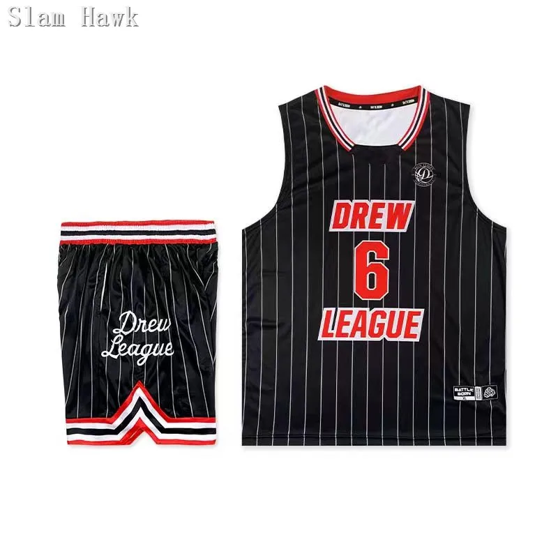 NEW Arrived Crawcover 11# 6#DREW League Europe Design Shirts   Street Ball  Basketball Jerseys SET  Hiphop Shorts