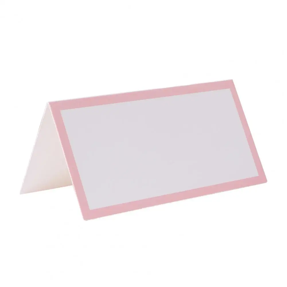 Table Place Cards Blank Wedding Place Cards with Pink Border Folding Tent Name Cards for Table Setting Party Seating Reception