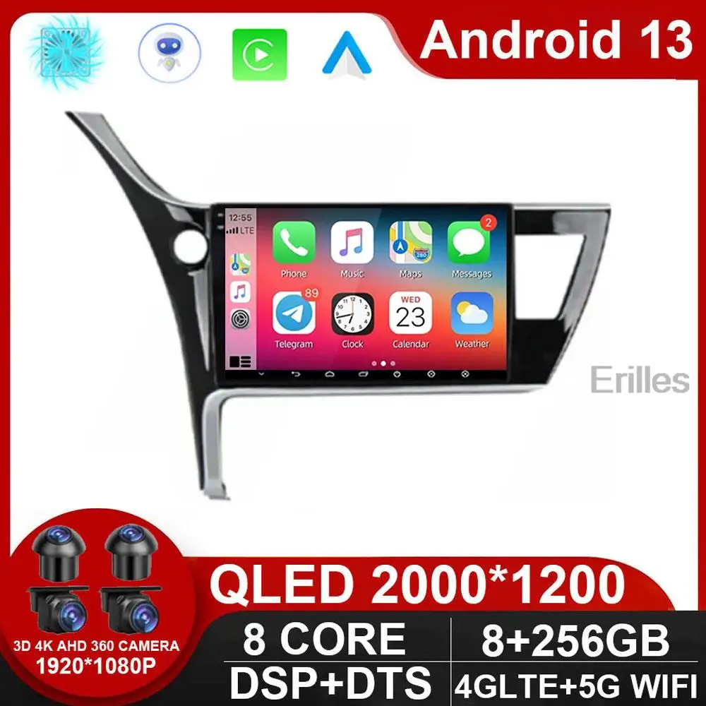 

Android 13 For Toyota Corolla 11 Auris E180 2017 2018 2019 Car Radio Multimedia GPS Navi Stereo BT Auto Carplay 2din NO DVD