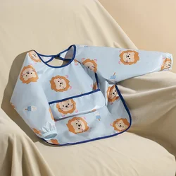 Bavoirs à manches longues pour bébé, tenue imperméable pour les tout-petits, lavable en machine, fermeture TDPVerde