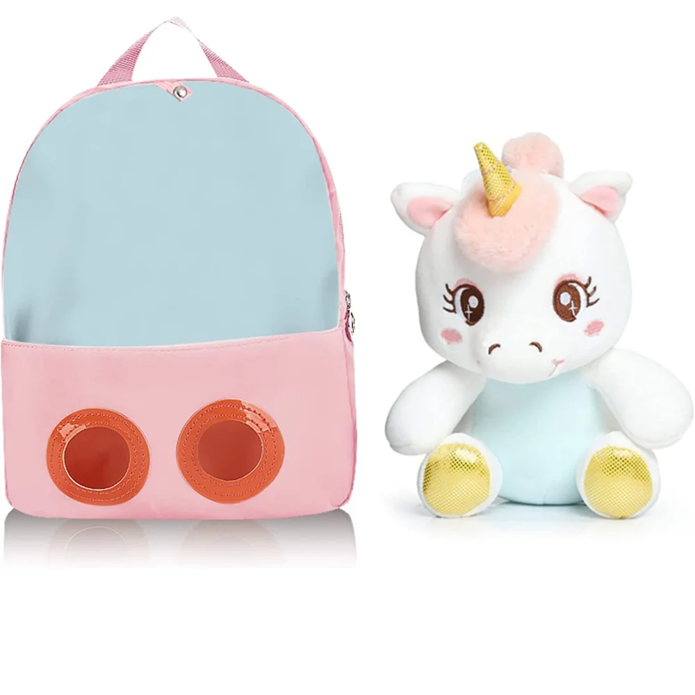 Personalisierte Kleinkind Einhorn Rucksack Mädchen Kinder Spielzeug Rucksack Kleine Stofftier Rucksack mit Plüsch Einhorn Nette für 3-6 jahr