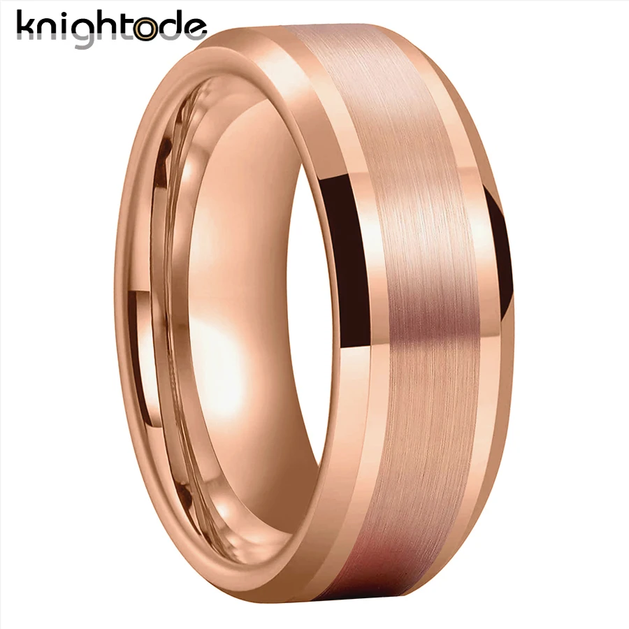 6mm 8mm Fashion Tungsten Carbide Wedding Band For Men Women Engagement Ring Center Brushed Beveled Edges Polished Comfort Fit