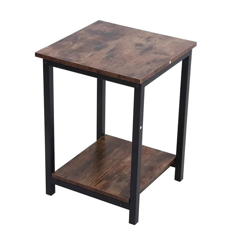 Simple Double Layer Storage Cabinet Side Industrial Coffee End Table for Living Room Bedroom