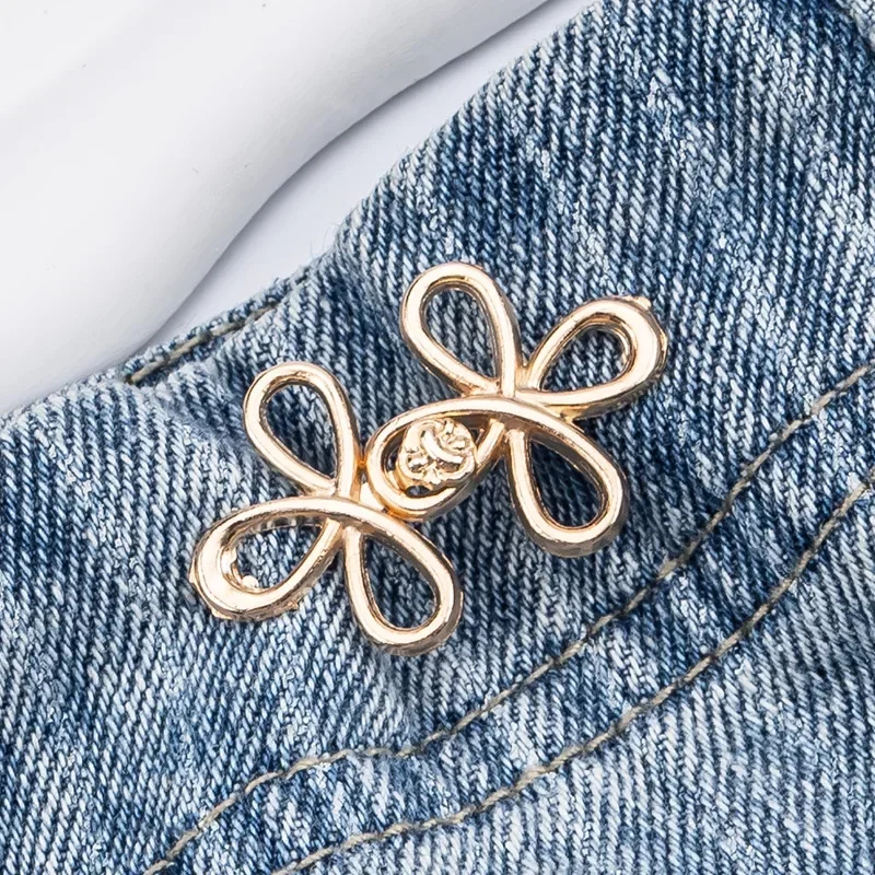 Kleeblatt-Taillenknopfverschluss, verstellbare Metall-Jeansknöpfe – Spanner für lockere Jeans, sofort anwendbar ohne Nähen für Denim-Hosen – Detail 11