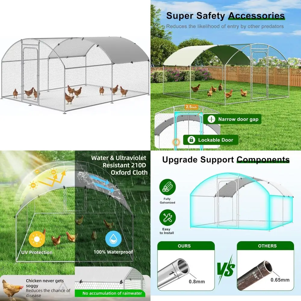 

Просторный металлический курятник с водонепроницаемой крышкой и защитой от УФ-излучения, уличный куриный корпус для птицы