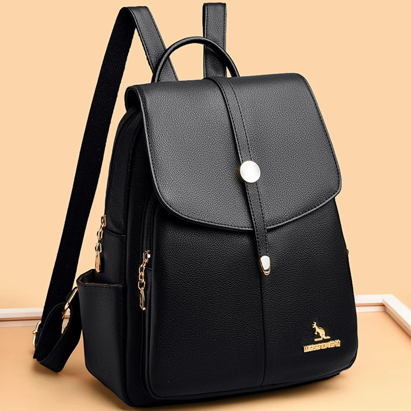 

2024 High Quality PU Leather Backpacks Women Fashion Shoulder Bags High Capacity Travel Backpack School Bags Mochila Feminina