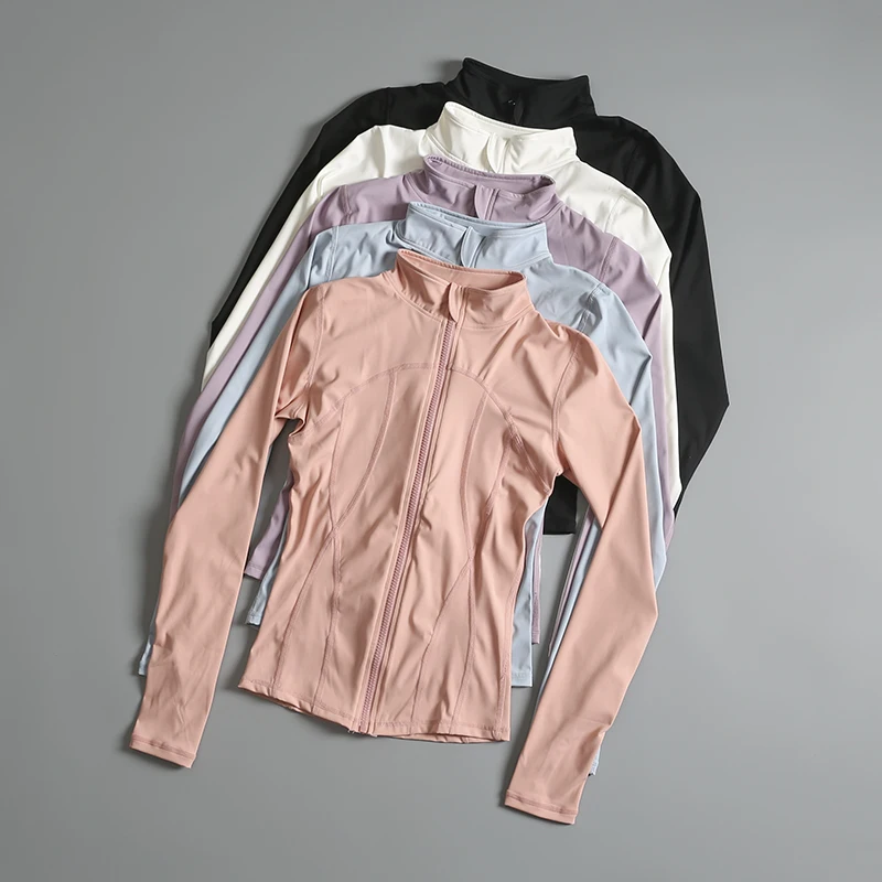 Women's Sportswear Stand Collar Slim Fit Breathable Running Training Fitness Yoga Top Professional Sun Protection Outerwear