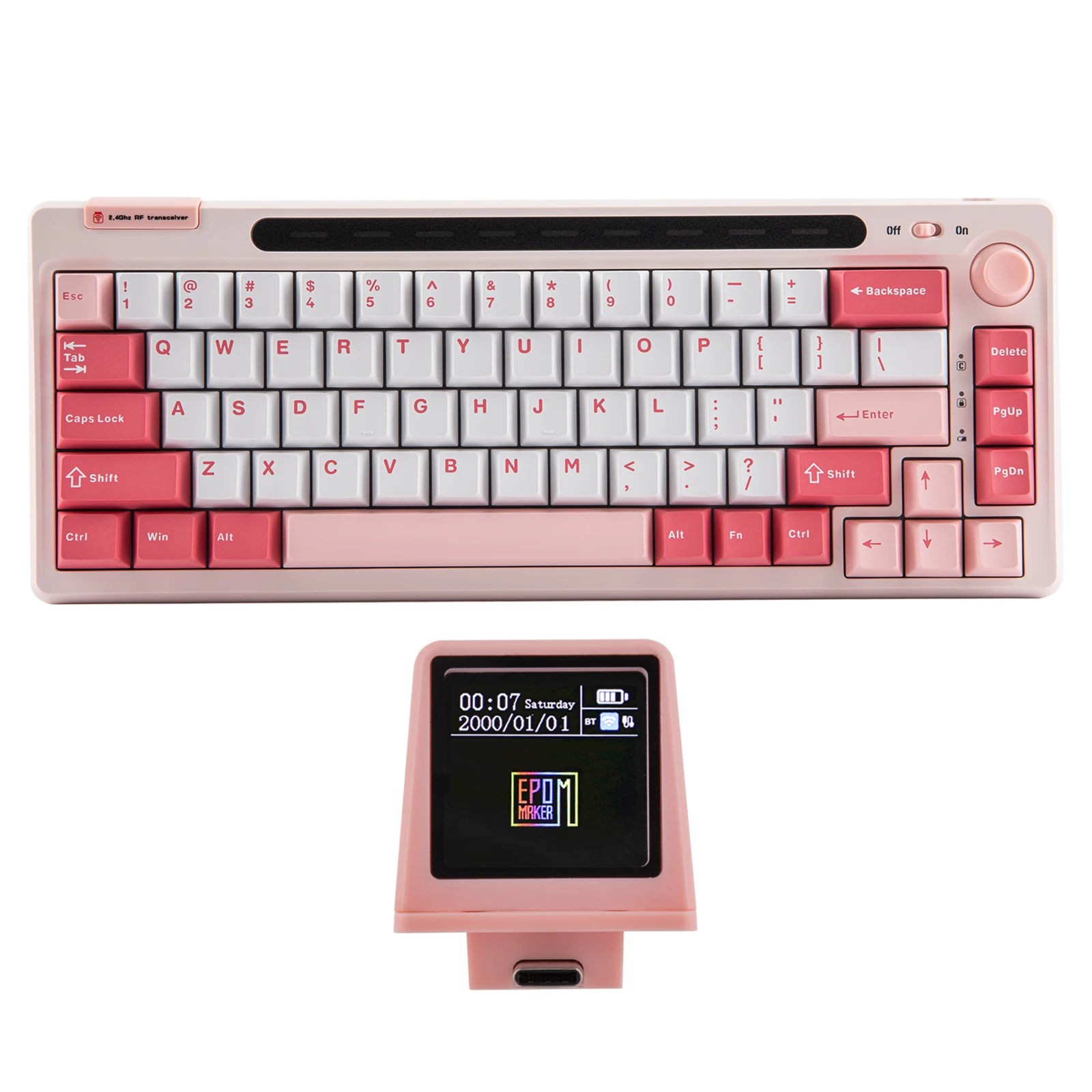 EPOMAKER RT65 65% Gasket-mounted Hot-swap Wired Type-C/Bluetooth/2.4G Wireless Mechanical Keyboard with Detachable Mini Display