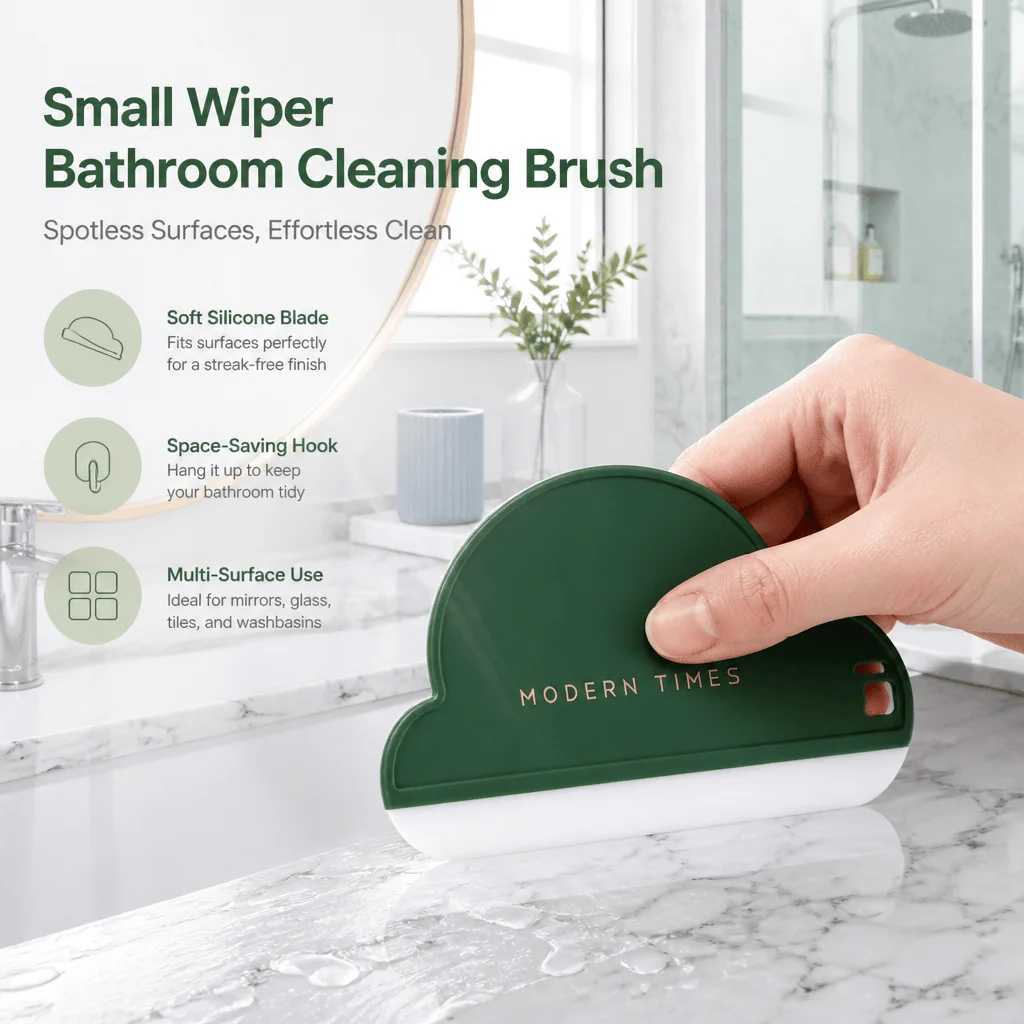 Silicone Squeegee Glass Wiper Shower Scraper Mirror Defogger Bathroom Countertop Cleaner Compact Tool With Hook