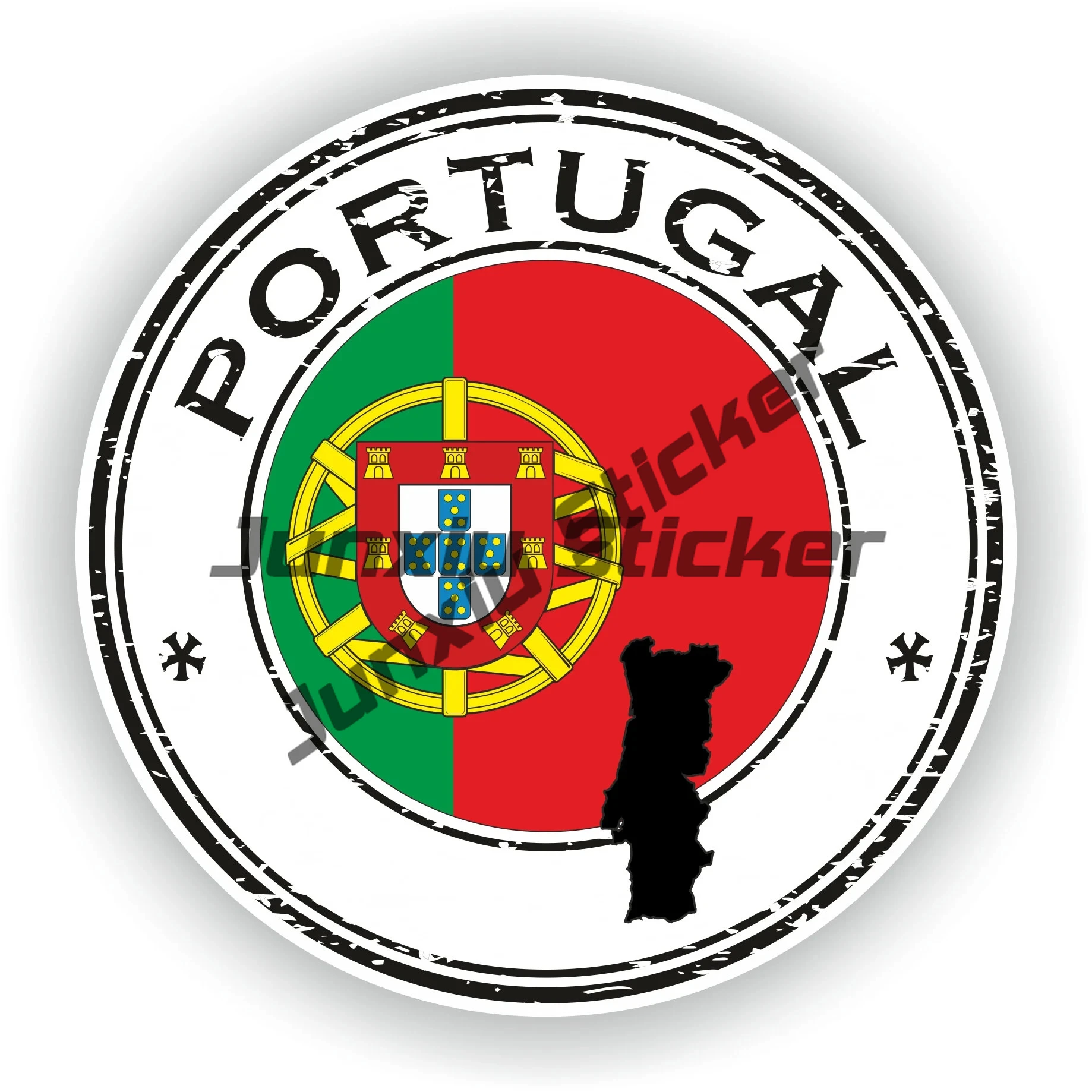 Lisbon City Portugal Coat of Arms Car Sticker Oval Flag PVC Decal with Portuguese Country Code Number Styling Accessory for Vehi
