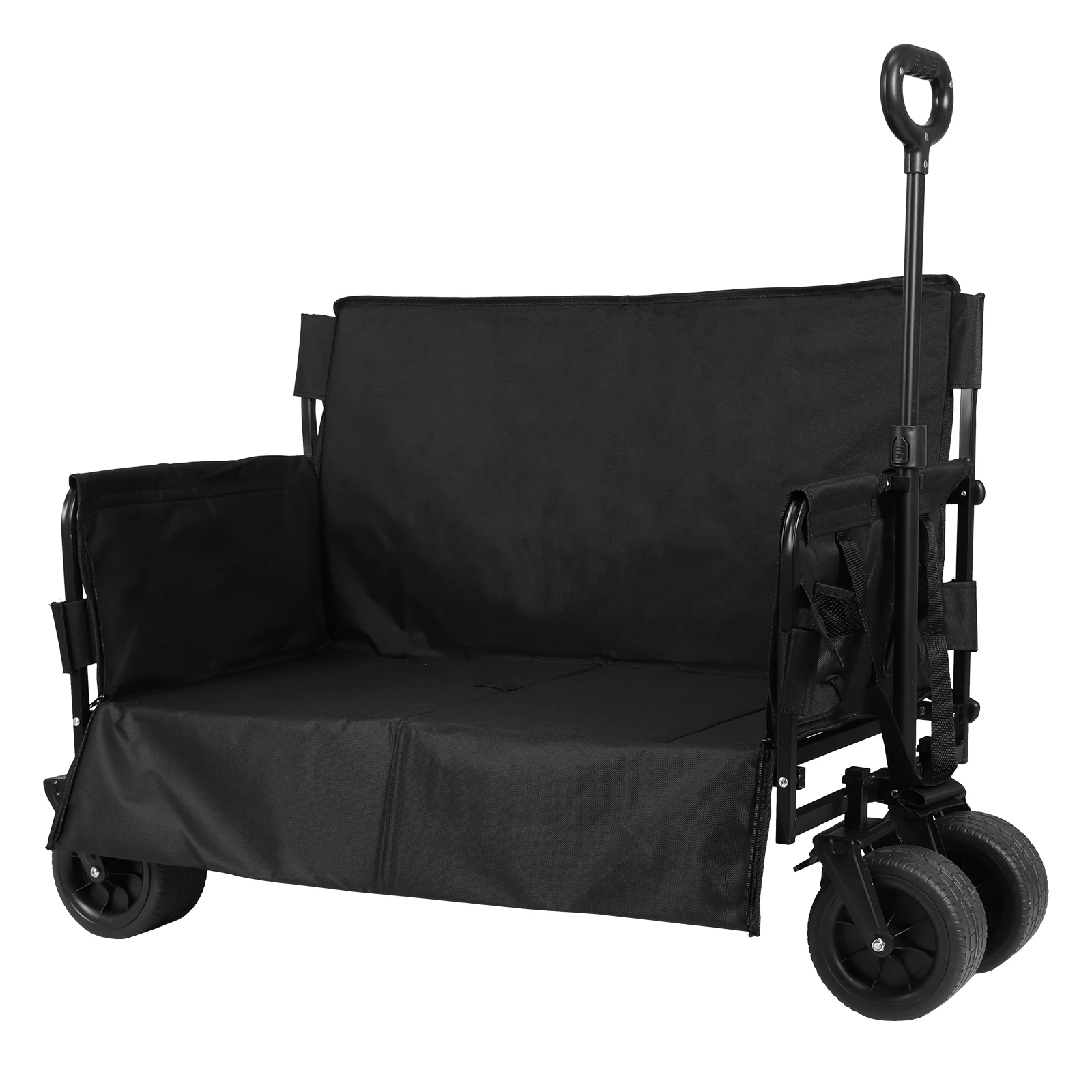 

Collapsible Foldable Wagon with Big Wheels Large Capacity Collapsible Wagon Cart for Groceries Garden Sport