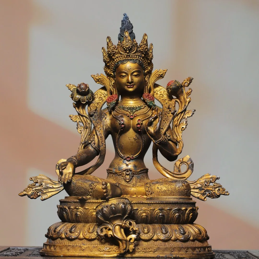 Tibetan Buddhism Green Tara Buddha Statue Meditation Table Decorative Sculpture  Feng Shui Decorative Accessory Home Altar