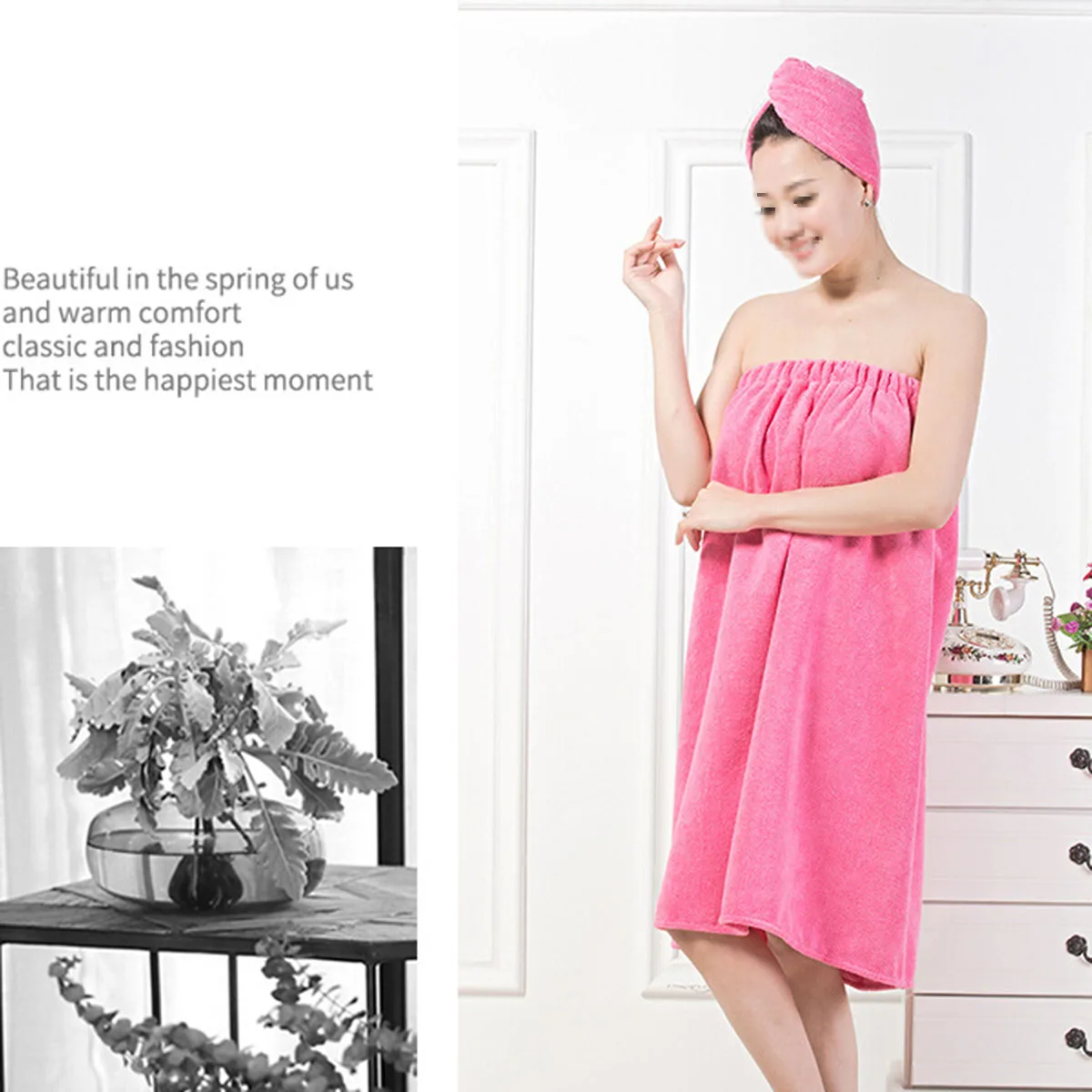 Topi Pengering Rambut Rosy, Handuk Mandi Penyerap Cepat Untuk Wanita, Handuk Mandi Lembut, Pembungkus Mandi Tanpa Ikat