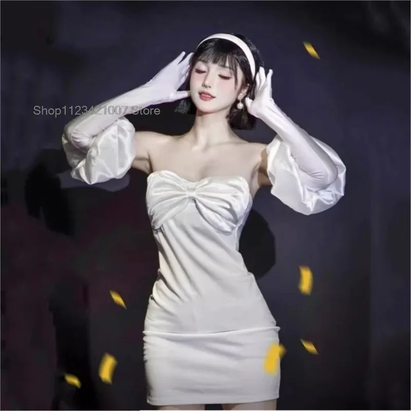 Anime Alien Stage Sua Cosplay Costume Women Cute White Dress Headwear Fancy Party Clothing Halloween Carnival Uniforms