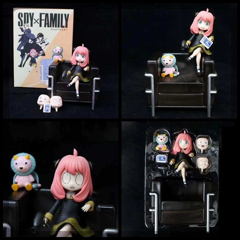

14cm Spy×Family Anya Forger Sit On The Sofa Anime Cute Figure Model Gk Statue Boys Collection Desktop Decoration Ornament Toys
