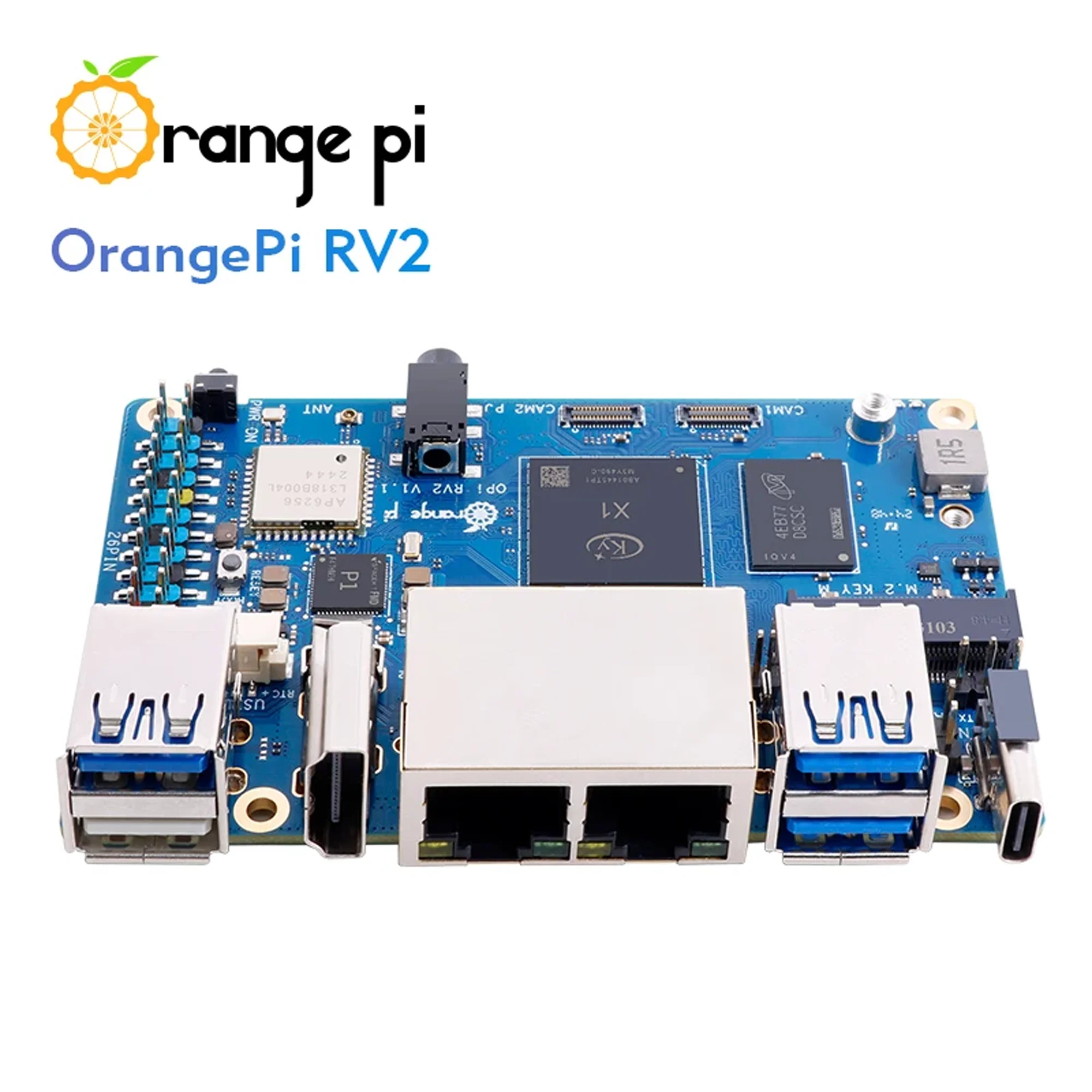 Orange Pi RV2 8-ядерный процессор RISC-V AI Макетная плата 2 ТОП NPU WiFi + BT5.0 Gigabit Ethernet SBC M2 NVMe SSD 2 ГБ/4 ГБ/8 ГБ опционально