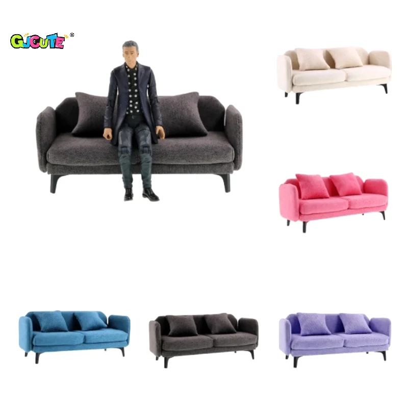1:12 دمية صغيرة مزدوجة وسادة أريكة كرسي نموذج مصغر أثاث غرفة المعيشة اكسسوارات الديكور ديكور بيت الدمية