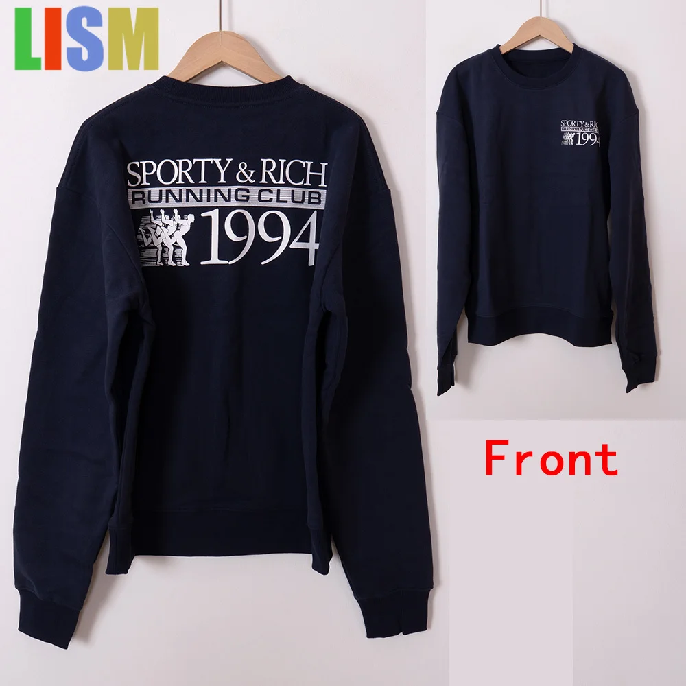

LISM Winter Running Club Letter Graphic Print Sweatshirt Women O-Neck Long Sleeve Sporty Female Pullover Vintage Casual Lady Top