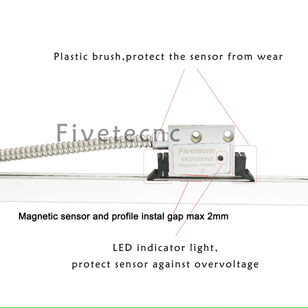 Imagem -04 - Escala Magnética Ip67 de Alta Precisão Codificador Linear Magnético Usado para Moedor de Torno Carpinteiro 5006000 mm Comprimento de Trabalho 5um 500-6000 mm