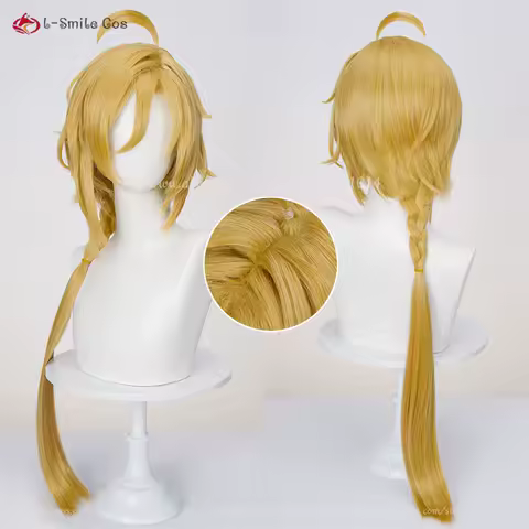 ZZZ Hugo Vlad Cosplay Wig 90cm Golden Yelllow Wigs Hugo Anime Cosplay Costumes Wig Heat Resistant Synthetic Hair + Wig Cap