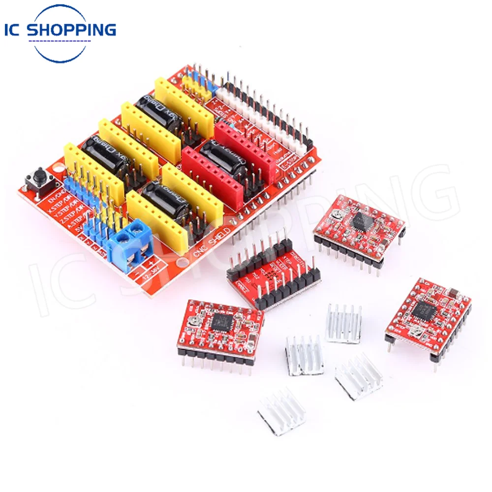 1 PCS  3D printer cnc shield v3 engraver expansion board + A4988 driver with heatsink