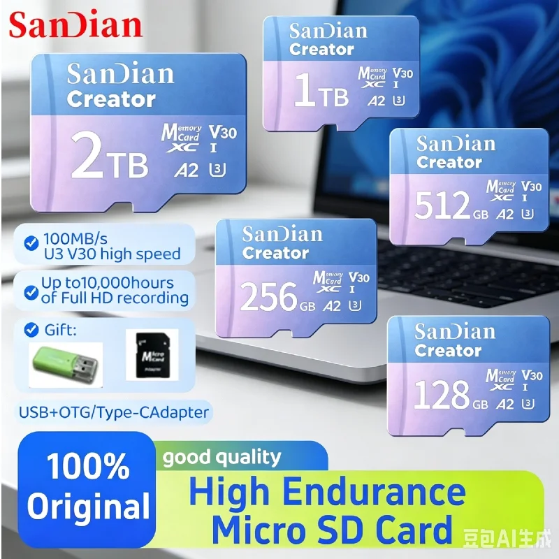 128GB‑1TB High Speed V30 A2 Micro SDXC TF Card Max 190Mb/s Memory Card for Dash Cam Home Monitoring 4K Drones Cameras