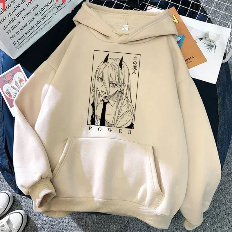 Women Cotton Hoodies Chainsaw Man Makima Pochita hooded Pullover Anime Printed Swearshirt Streetwear Fleece Men Women Clothing