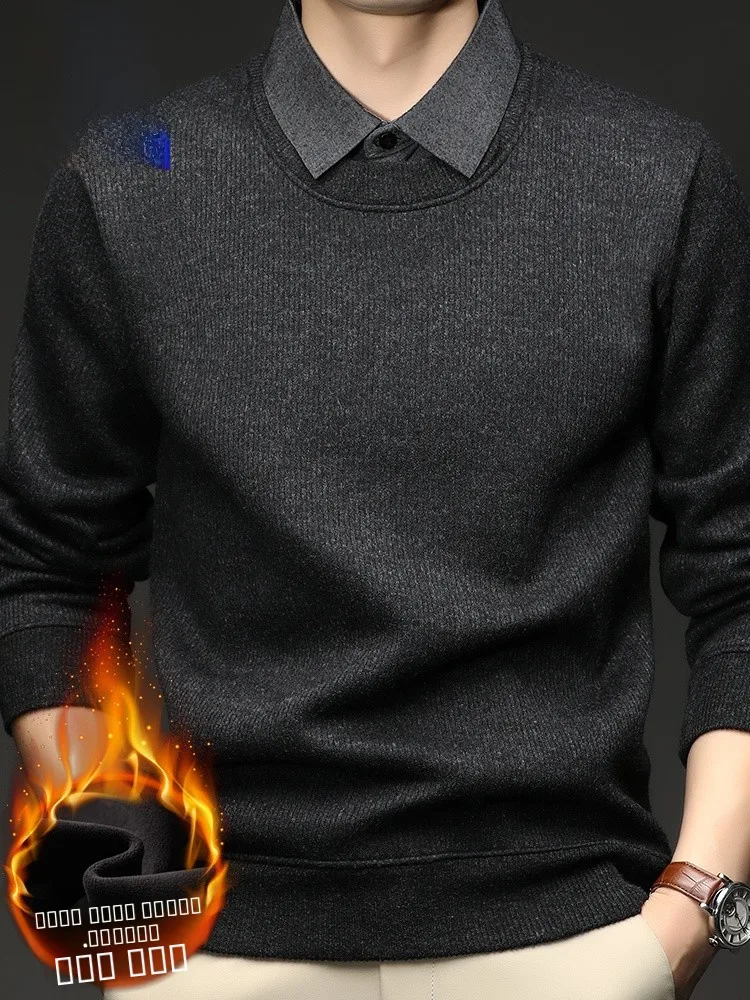 

Lormen Men's Fce Lined Thiened Knitted Sweater Casual Versatile Faionable Busin Sle Winter ential Basic Fit