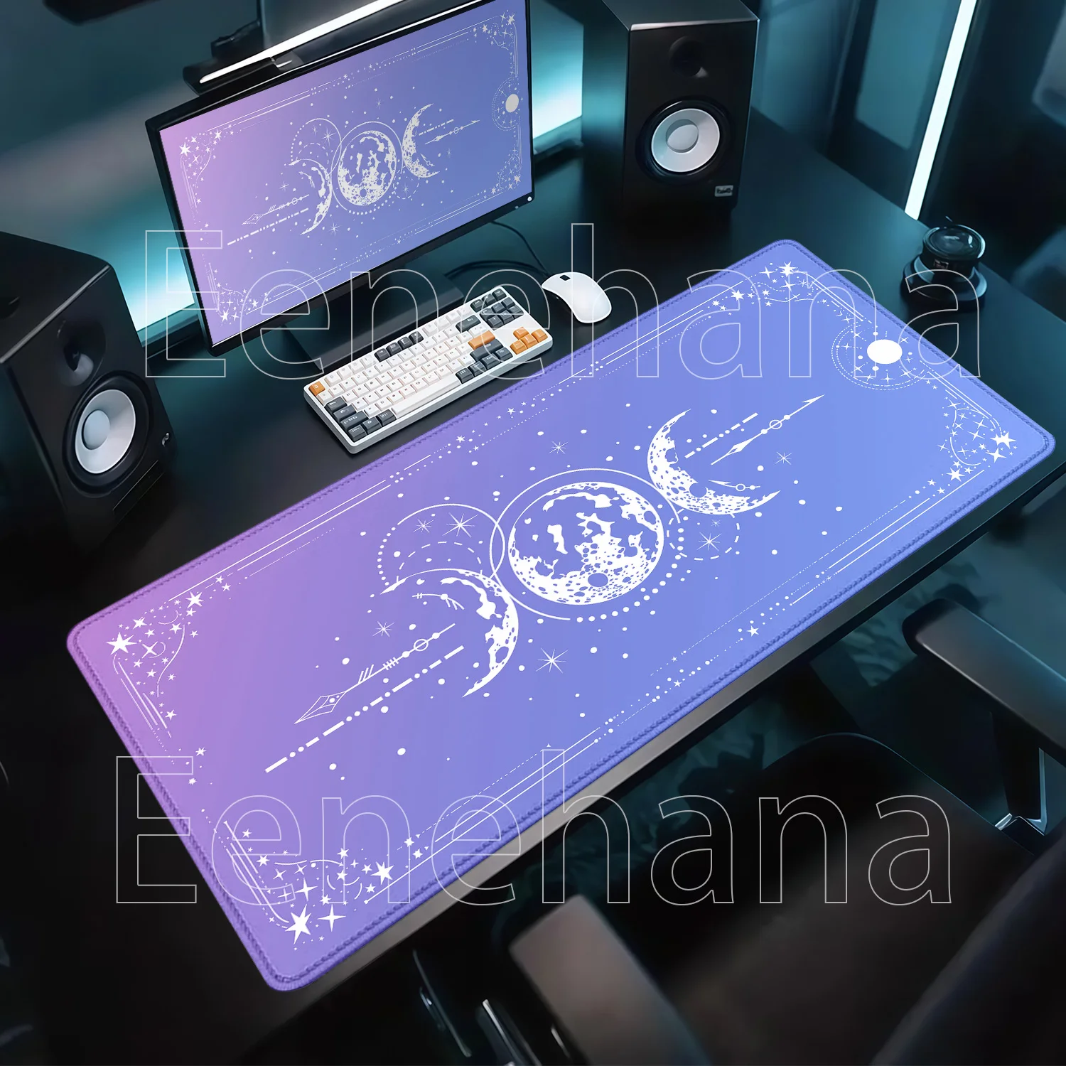 Mouse Pad Scenery Star Moon Cute Computer Office Accessorie Non-slip Base Gaming Keyboard Mousepad HD Printing Overlock Desk Mat