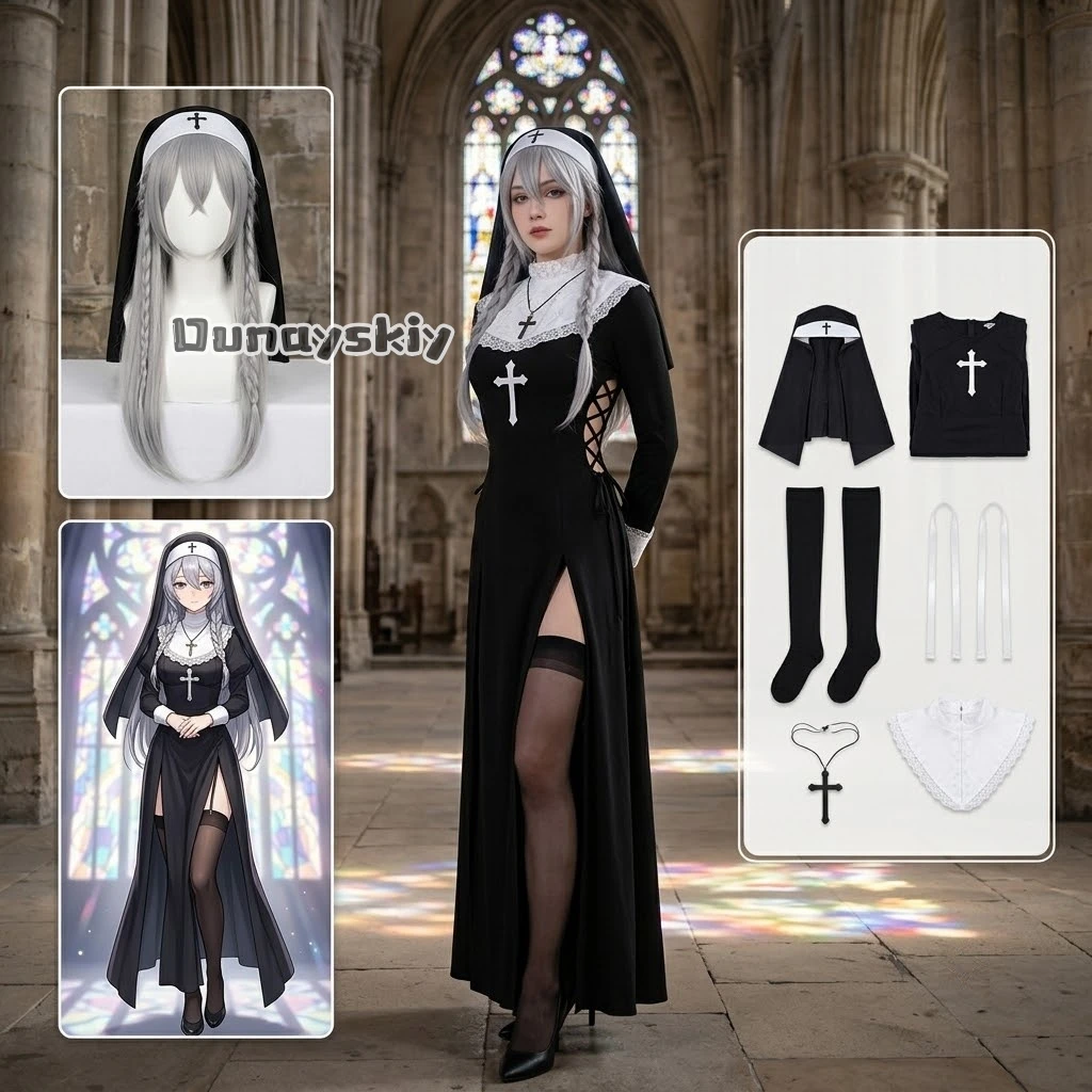 ks-06original-nun-cos-outfit-black-lace-bustier-sheer-mesh-high-slit-sexy-uniform-set-cosplay-party-halloween-photography-female