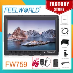 FEELWORLD 7 Inch DSLR Camera Field Monitor FW759 4K HDMI AV Input IPS HD 1280x800 LCD Display Video Assist Protable for Camera