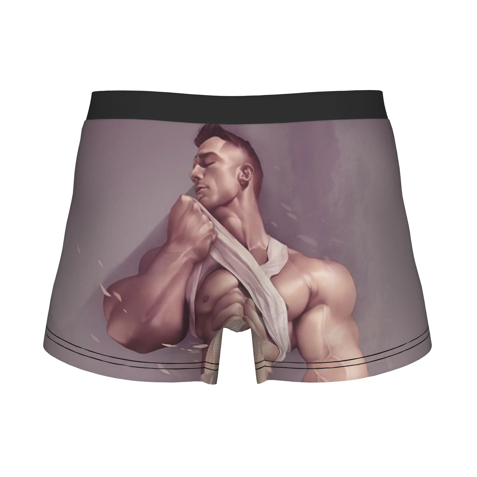 Sexy Muscle Boy Gym Body Underwear Men Print Tempting Pride Gay Art Boxer Briefs Shorts Panties Soft Underpants