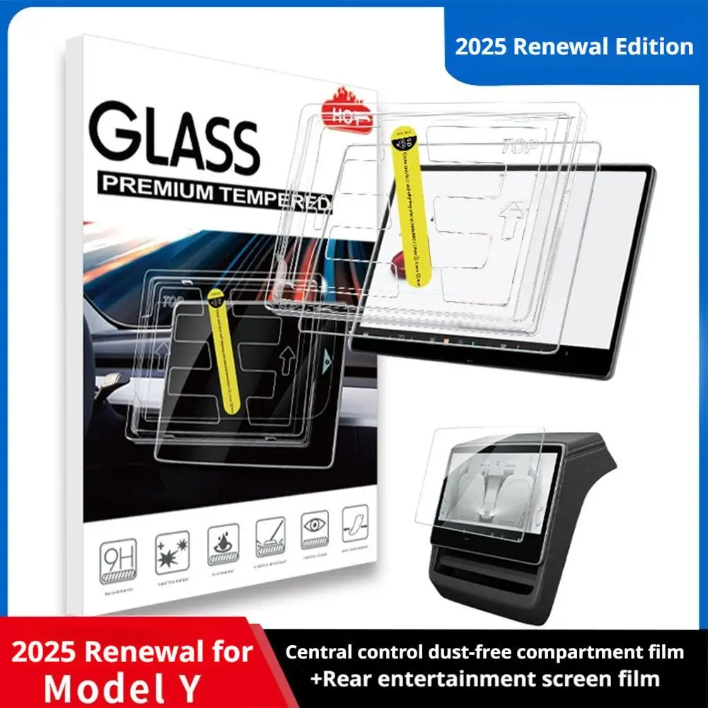 

Matte Anti-Glare Screen Protector for Tesla 2024 Highland Screen Navigation + Rear Tempered Glass with Auto Align tools A3Y5