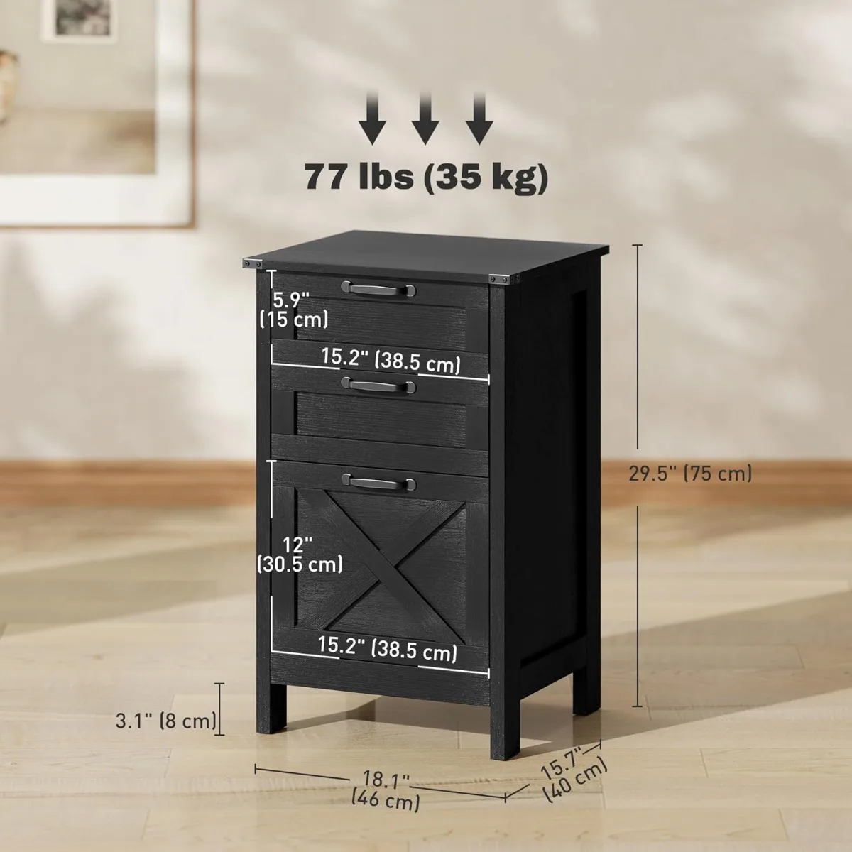 3 Drawer File Cabinet with Silent Slides