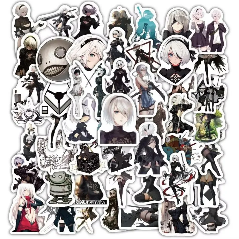 60Pcs/Set Anime NieR Mechanical Era Graffiti Stickers Cartoon Characters Phone Laptop Handbook Skateboard DIY Sticker Decal Toy