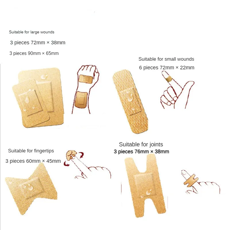 Vendaje de primeros auxilios transpirable para adultos y niños, parche de pasta hemostática para exteriores, vendaje de emergencia de alta elasticidad, 18 unids/set