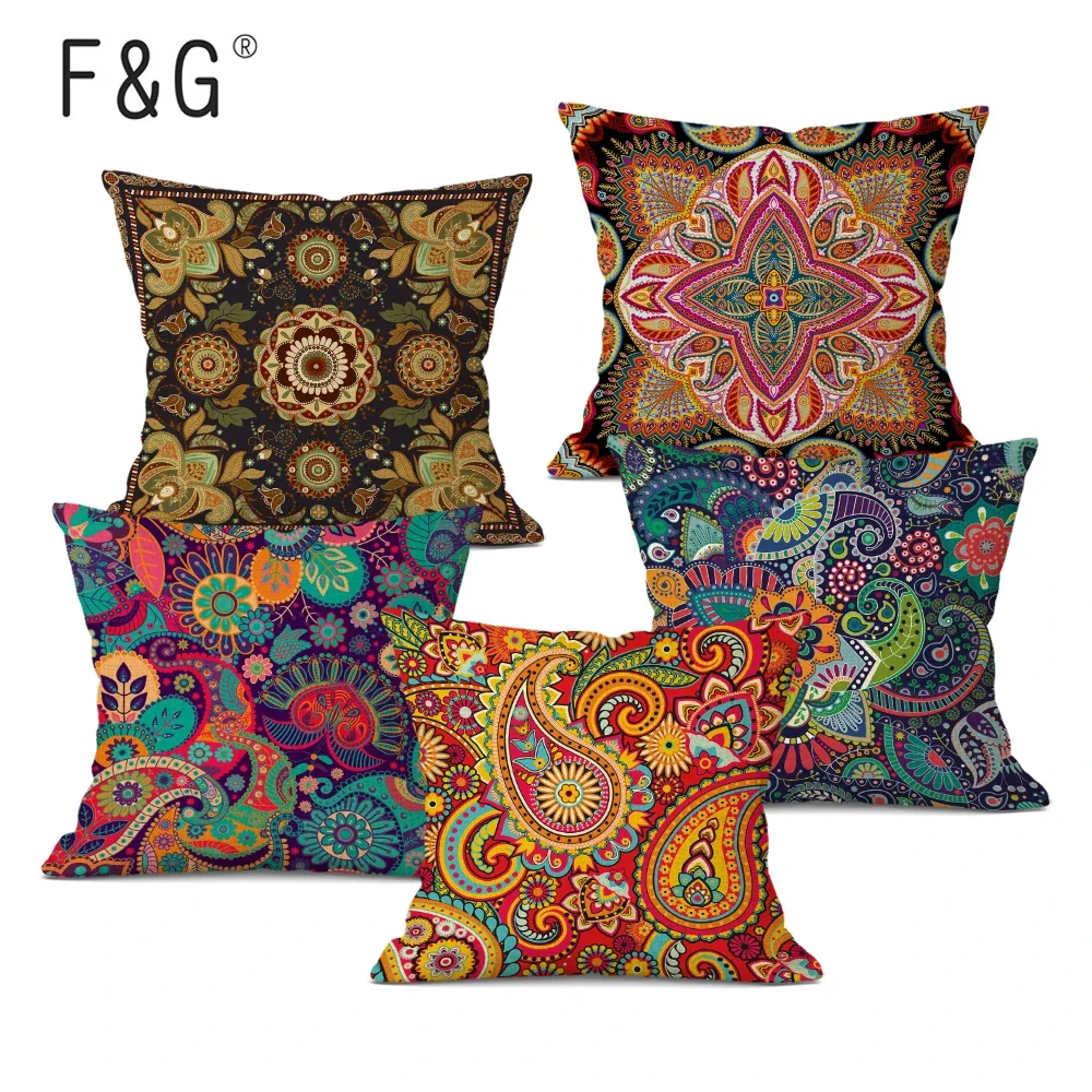 Paisley Design Pillowcase Bohemian Geometric Style Cushion Cover Chair Seat Sofa Throw Pillow Case for Home Decor