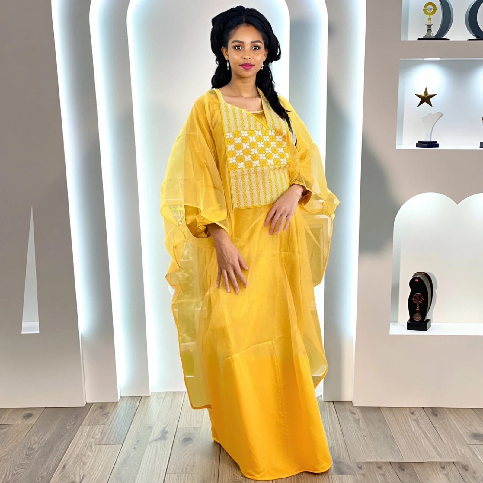 

African Dresses For Women Luxury Boubou Material Rich Embroidery Long Dress