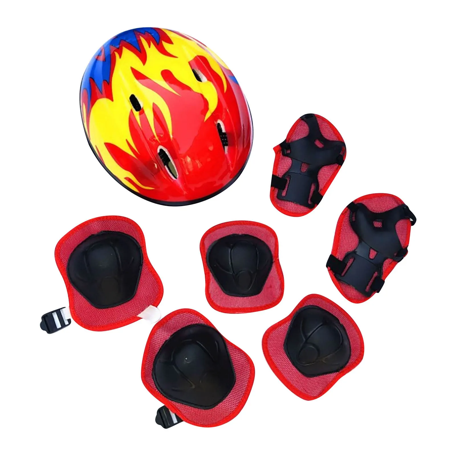 7Pcs/Set Children Helmet Breathable Shockproof Knee Elbow Wrist Pads Circling Helmet For Beginners