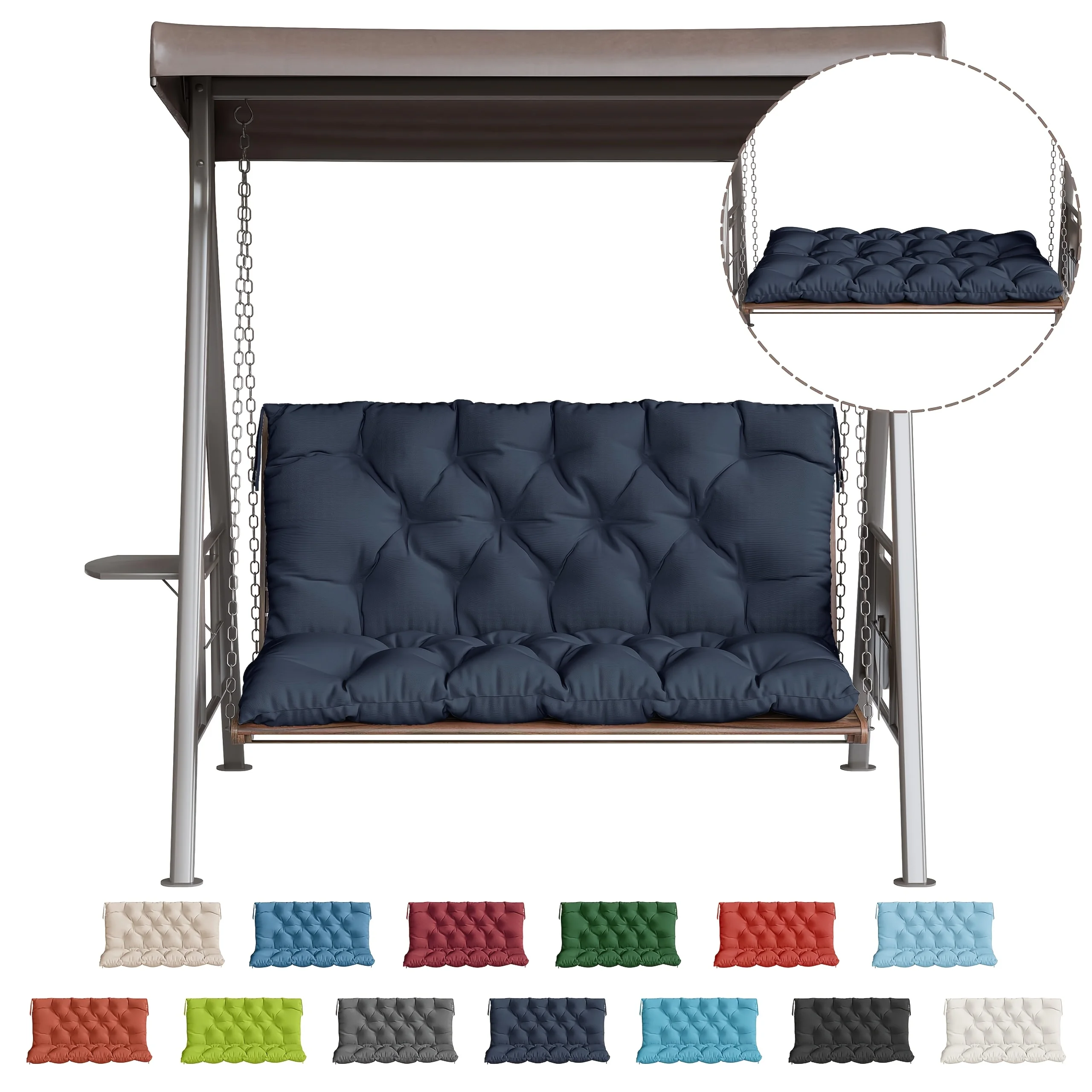 

Подушка для садовых качелей, подушка для уличной мебели с ремнями и спинкой, 47x40 дюймов, толщина 5 дюймов, для уличной мебели для патио