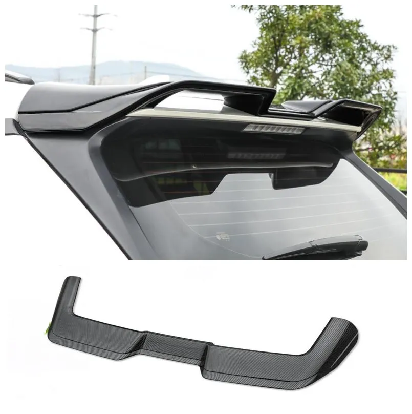 Fits For Toyota RAV4 2020 2021 2022 High Quality ABS Black & ABS Carbon Fiber Rear Trunk Roof Spoiler Wing