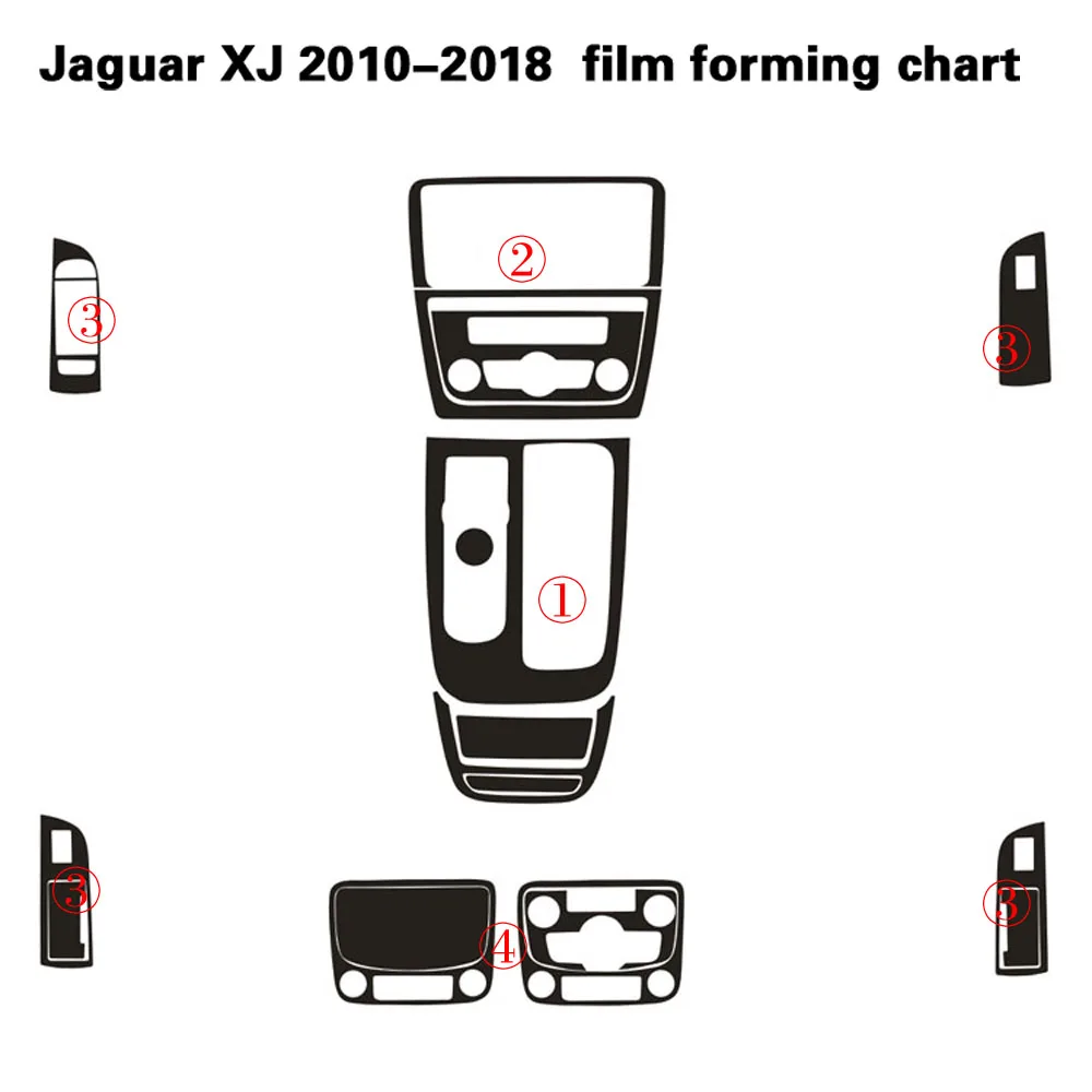 For Jaguar XJ XJL 2010-2018  Interior Central Control Panel Door Handle Carbon Fiber Stickers Decals Car styling cutted vinyl