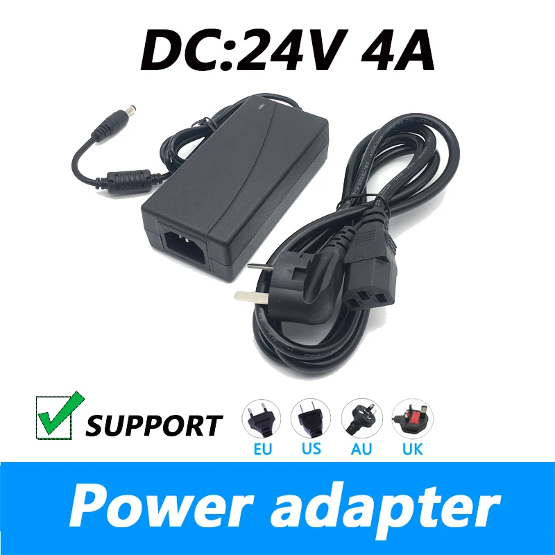 

AC 100-240V Display Power Adapter DC 24V 4A LCD Universal Charger UK Plug AU Plug 5.5*2.1MM Power Supply