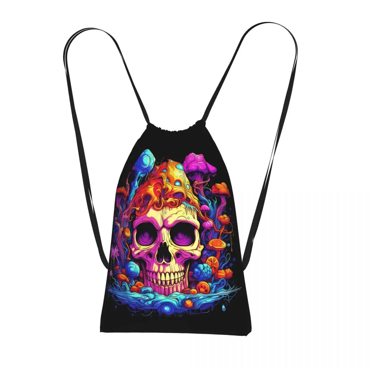 

Рюкзаки с изображением волшебных психоделических грибов и черепов, модные сумки на шнурке, сумки для мелочей, сумки для книг, сумки для путешествий и школы