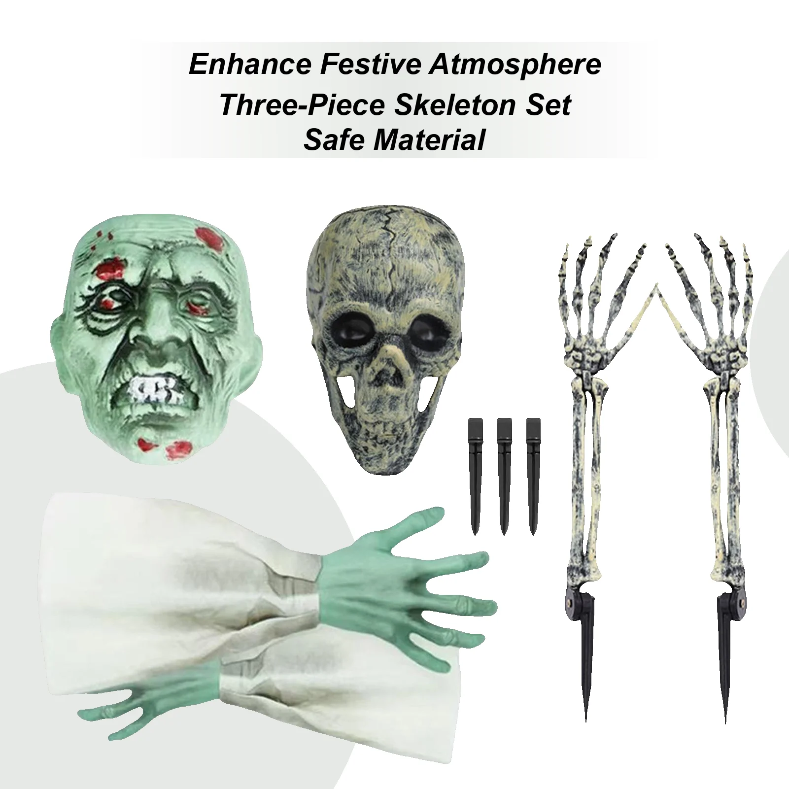 Skeleton Coming Out Of Ground Ground Breaker Skeleton 3 Pieces Realistic Skull For Pathway Lawn Garden Front Door Yard Fence