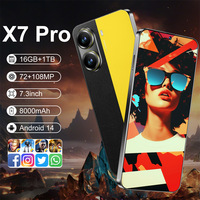 Brand New X7 Pro Smartphone 5G 7.3HD Dual SIM Card 22G+2TB Cell Phone 8000mAh Android Global Version Mobile Phones Cellphones