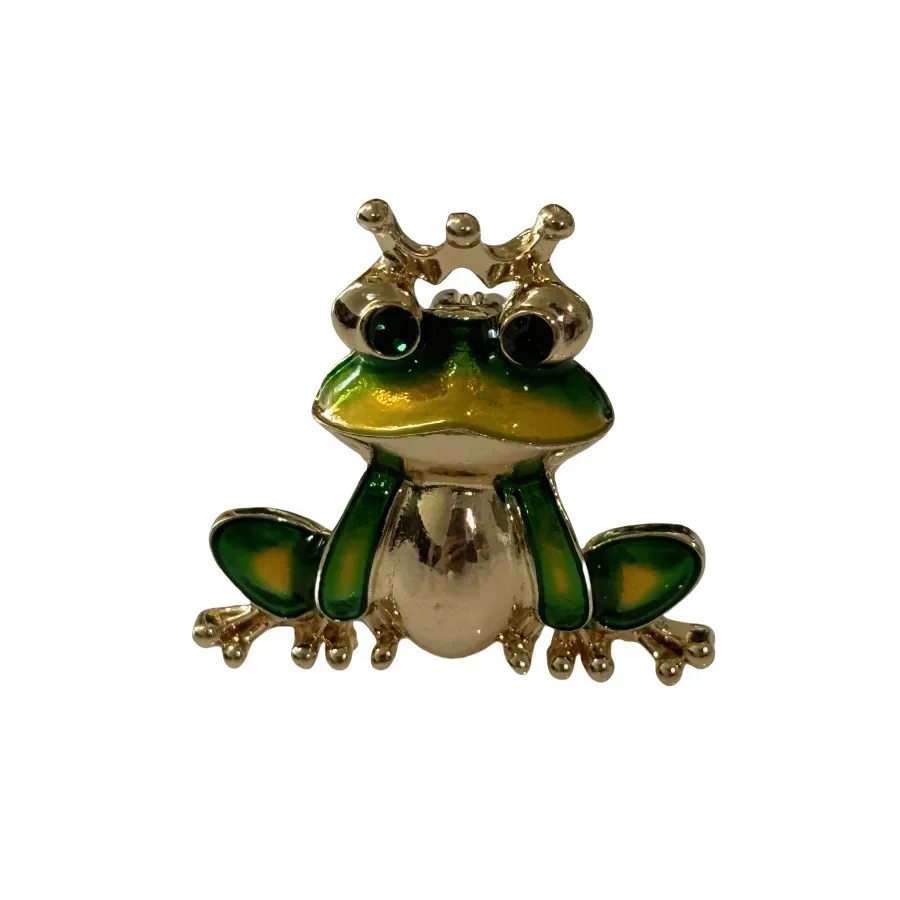 Broche couronne grenouille prince, épingles mignonnes, design féminin haut de gamme, épingle de niche, anti-absorbe ouissement, poitrine à la mode, fleur, accessoire pins